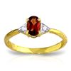 Genuine 0.46 ctw Garnet & Diamond Ring Jewelry 14KT Yellow Gold - REF-22F5Z