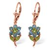 Genuine 2.12 ctw Blue Topaz & Peridot Earrings Jewelry 14KT Rose Gold - REF-42N4R