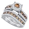 1.72 CTW Cognac-brown Color Diamond Bridal Ring 10KT White Gold - REF-67N4F