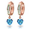 Genuine 4.1 ctw Blue Topaz Earrings Jewelry 14KT Rose Gold - REF-52Y2F