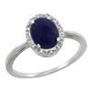 Natural 1.05 ctw Lapis & Diamond Engagement Ring 10K White Gold - REF-19F3N