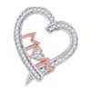 0.12 CTW Diamond Mom Mother Heart Pendant 10KT Two-tone Gold - REF-16K4W