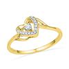 0.08 CTW Diamond Heart Love Promise Bridal Ring 10KT Yellow Gold - REF-11K2W