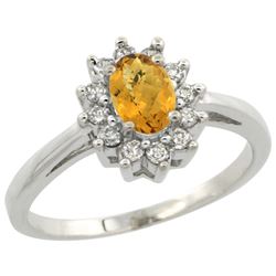 Natural 0.67 ctw Whisky-quartz & Diamond Engagement Ring 10K White Gold - REF-38R6Z