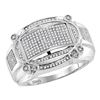 Image 1 : 0.48 CTW Mens Diamond Oval Rectangle Cluster Ring 10KT White Gold - REF-64H4M