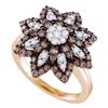Image 1 : 1.05 CTW Cognac-brown Color Diamond Flower Cluster Ring 10KT Rose Gold - REF-75N2F