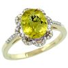 Natural 1.85 ctw Lemon-quartz & Diamond Engagement Ring 14K Yellow Gold - REF-38F3N