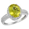 Natural 2.56 ctw Lemon-quartz & Diamond Engagement Ring 10K White Gold - REF-31H9W