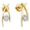 0.24 CTW Diamond Flower Screwback Stud Earrings 10KT Yellow Gold - REF-26N9F