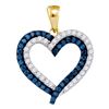 1 CTW Blue Color Diamond Heart Outline Pendant 10KT Yellow Gold - REF-41H9M
