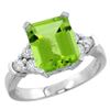 Natural 2.86 ctw peridot & Diamond Engagement Ring 14K White Gold - REF-65R3Z