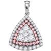 0.98 CTW Pink Diamond Triangle Cluster Pendant 14KT White Gold - REF-134W9K