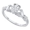 0.01 CTW Diamond Claddagh Heart Ring 10KT White Gold - REF-8W9K