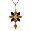 Genuine 2.0 ctw Citrine, Garnet & Diamond Necklace Jewelry 14KT Yellow Gold - REF-47M4T