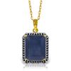 Genuine 6.6 ctw Sapphire & Black Diamond Necklace Jewelry 14KT Yellow Gold - REF-100N6R