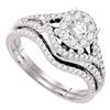 0.63 CTW Diamond Cluster Bridal Engagement Ring 14KT White Gold - REF-89Y9X