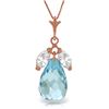 Genuine 7.2 ctw Blue Topaz & White Topaz Necklace Jewelry 14KT Rose Gold - REF-30M5T
