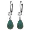 Genuine 6.63 ctw Green Sapphire Corundum & Diamond Earrings Jewelry 14KT White Gold - REF-29P7H
