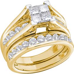 1 CTW Princess Diamond Bridal Engagement Ring 14KT Yellow Gold - REF-97N4F