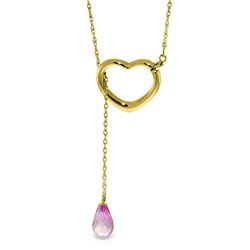 Genuine 2.25 ctw Pink Topaz Necklace Jewelry 14KT Yellow Gold - REF-32R9P