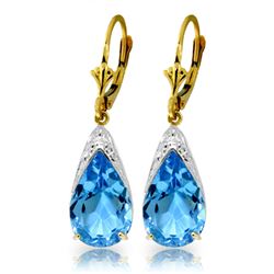 Genuine 12 ctw Blue Topaz Earrings Jewelry 14KT Yellow Gold - REF-57P6H