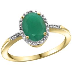 Natural 1.5 ctw Emerald & Diamond Engagement Ring 14K Yellow Gold - REF-32X7A