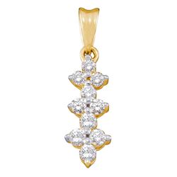 0.23 CTW Diamond Small Triple Cluster Dangle Pendant 14KT Yellow Gold - REF-18M2H