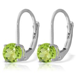 Genuine 1.20 ctw Peridot Earrings Jewelry 14KT White Gold - REF-23X2M