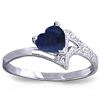 Genuine 1 ctw Sapphire Ring Jewelry 14KT White Gold - REF-43M2T