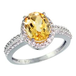 Natural 1.91 ctw Citrine & Diamond Engagement Ring 14K White Gold - REF-41Z3Y