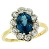 Natural 2.34 ctw London-blue-topaz & Diamond Engagement Ring 14K Yellow Gold - REF-82K2R
