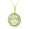Genuine 18 ctw Green Amethyst Necklace Jewelry 14KT Yellow Gold - REF-55P5H