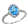 Natural 1.22 ctw Swiss-blue-topaz & Diamond Engagement Ring 10K White Gold - REF-20M3H