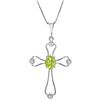 Genuine 0.57 ctw Peridot & Diamond Necklace Jewelry 14KT White Gold - REF-40N8R