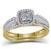 0.51 CTW Princess Diamond Halo Bridal Engagement Ring 14KT Yellow Gold - REF-52H4M