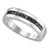 0.50 CTW Mens Black Color Diamond Wedding Ring 10KT White Gold - REF-22M4H