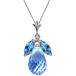 Genuine 7.2 ctw Blue Topaz Necklace Jewelry 14KT White Gold - REF-30V5W