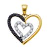 0.54 CTW Black Color Diamond Heart Love Pendant 14KT Yellow Gold - REF-34F4N