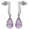 Genuine 4.78 ctw Amethyst & Diamond Earrings Jewelry 14KT White Gold - REF-46A2K