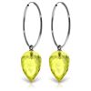 Genuine 18 ctw Quartz Lemon Earrings Jewelry 14KT White Gold - REF-32N4R
