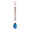 Genuine 1.80 ctw Blue Topaz & Diamond Necklace Jewelry 14KT Rose Gold - REF-33T4A