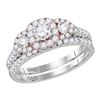 0.99 CTW Diamond 3-Stone Bridal Engagement Ring 14KT White Gold - REF-119N9F