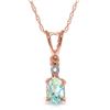 Genuine 0.46 ctw Aquamarine & Diamond Necklace Jewelry 14KT Rose Gold - REF-22H7X
