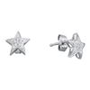 0.05 CTW Diamond Star Cluster Screwback Earrings 10KT White Gold - REF-8H9M