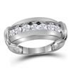 1 CTW Mens Diamond Single Row Wedding Ring 14KT White Gold - REF-146W9K