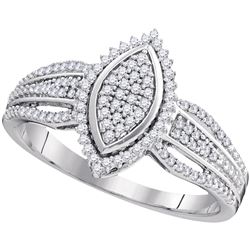 0.25 CTW Diamond Oval Cluster Ring 10KT White Gold - REF-25K4W