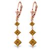 Genuine 4.79 ctw Citrine Earrings Jewelry 14KT Rose Gold - REF-50Z2N