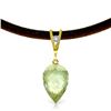 Genuine 9.51 ctw Green Amethyst & Diamond Necklace Jewelry 14KT Yellow Gold - REF-38K5V