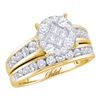 1.4 CTW Diamond Cluster Soleil Bridal Wedding Engagement Ring 14KT Yellow Gold - REF-142X4Y