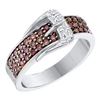 0.50 CTW Cognac-brown Color Diamond Belt Buckle Ring 14KT White Gold - REF-55X5Y